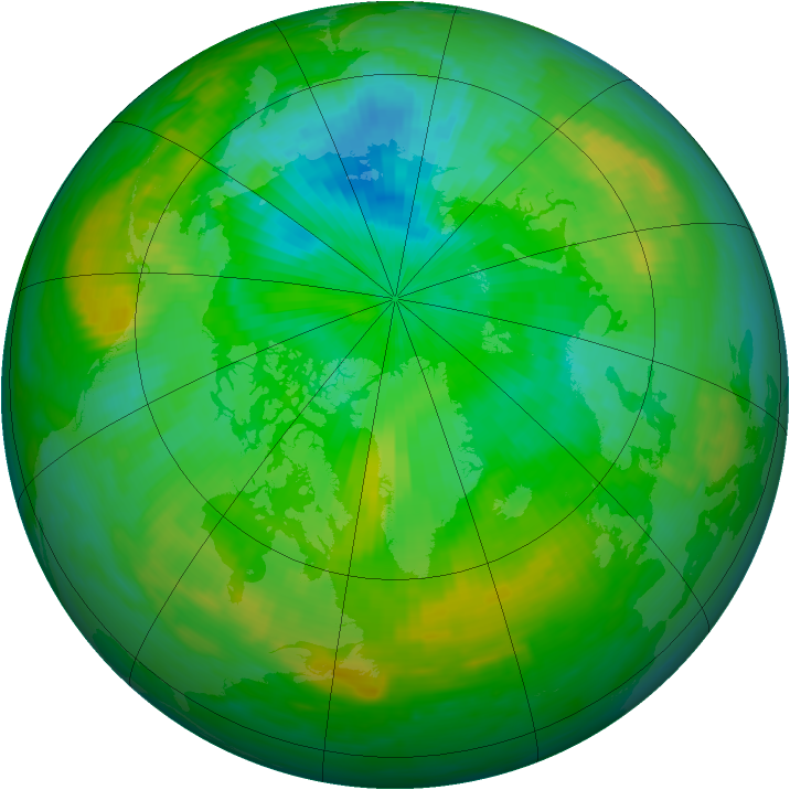 Arctic ozone map for 03 August 1991